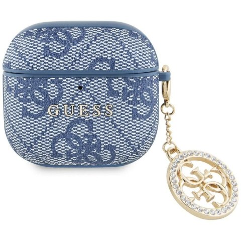 GUESS futerał do APPLE AirPods 4 GUA4P4E4CDB (PU 4G W/ Strass Charm) niebieski