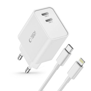 Ładowarka Tech-Protect C35W sieciowa 2x USB-C PD 35W z kablem USB-C / Lightning - biała
