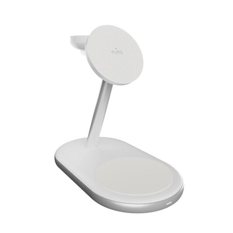 Ładowarka bezprzewodowa 3 w 1 Puro Mag Station Qi2 kompatybilna z MagSafe - biała Ładowarka bezprzewodowa 3 w 1 Puro Mag Station Qi2 kompatybilna z MagSafe - biała
