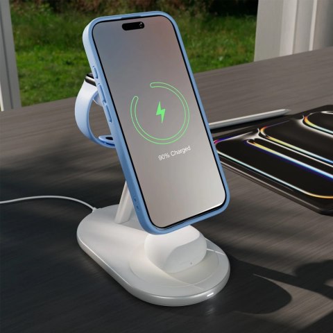Ładowarka bezprzewodowa 3 w 1 Puro Mag Station Qi2 kompatybilna z MagSafe - biała Ładowarka bezprzewodowa 3 w 1 Puro Mag Station Qi2 kompatybilna z MagSafe - biała