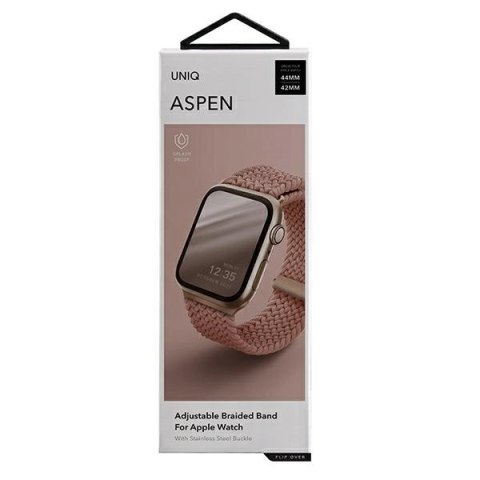 Pasek UNIQ Aspen Braided na Apple Watch 1/2/3/4/5/6/7/8/SE/SE2 44/42/45mm - różowy Pasek UNIQ Aspen Braided na Apple Watch 1/2/3/4/5/6/7/8/SE/SE2 44/42/45mm - różowy