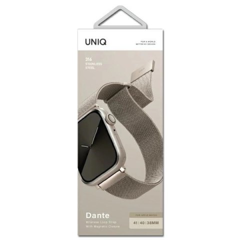 Pasek Uniq Dante Stainless Steel na Apple Watch 1/2/3/4/5/6/7/8/SE/SE2 38/40/41mm - beżowy
