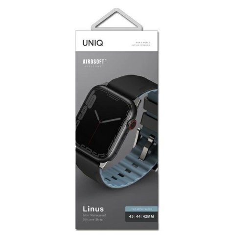 Pasek Uniq Linus Airosoft Silicone na Apple Watch 42 / 44 / 45 mm - czarny Pasek Uniq Linus Airosoft Silicone na Apple Watch 42 / 44 / 45 mm - czarny