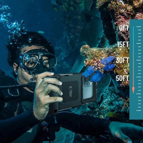 Pokrowiec Tech-Protect Waterproof Case wodoodporny IPX8 na smartfony 4.7-6.7" - czarny