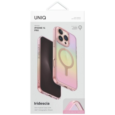 Etui UNIQ Iridescia Magclick Charging na iPhone 16 Pro - różowy