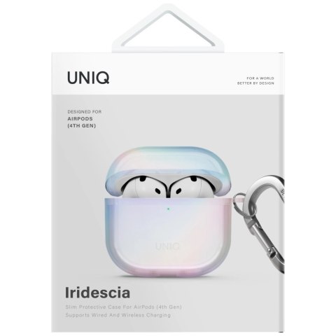 Etui UNIQ Iridescia na AirPods 4 Hang Case - holo biał Etui UNIQ Iridescia na AirPods 4 Hang Case - holo biał