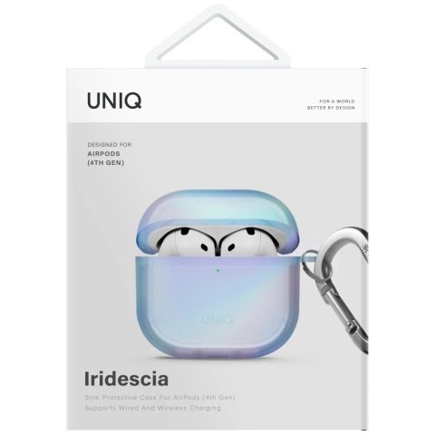 Etui UNIQ Iridescia na AirPods 4 Hang Case - holo niebieskie
