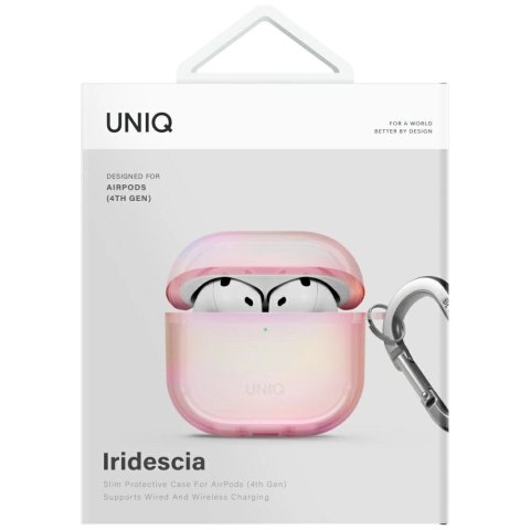 Etui UNIQ Iridescia na AirPods 4 Hang Case - holo różowe