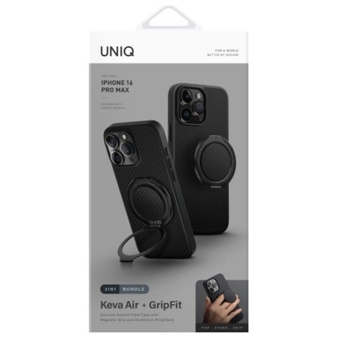 Etui UNIQ Keva Air na iPhone 16 Pro Max 6.9" z MagSafe - czarne Etui UNIQ Keva Air na iPhone 16 Pro Max 6.9" z MagSafe - czarne