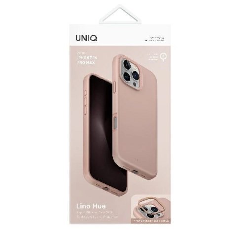 Etui UNIQ Lino Hue Magclick Charging na iPhone 16 Pro - różowe