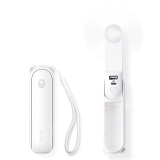 Mini wentylator Jisulife Handheld Fan Life8 przenośny wiatraczek USB z funkcją powerbanka 2000mAh i latarką - biały