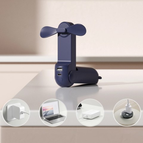 Mini wentylator Jisulife Handheld Fan Life8 przenośny wiatraczek USB z funkcją powerbanka 2000mAh i latarką - niebieski Mini wentylator Jisulife Handheld Fan Life8 przenośny wiatraczek USB z funkcją powerbanka 2000mAh i latarką - niebieski