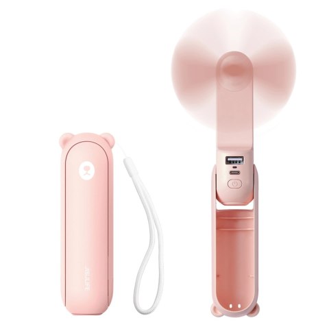 Mini wentylator Jisulife Handheld Fan Life8 przenośny wiatraczek USB z funkcją powerbanka 2000mAh i latarką - różowy Mini wentylator Jisulife Handheld Fan Life8 przenośny wiatraczek USB z funkcją powerbanka 2000mAh i latarką - różowy