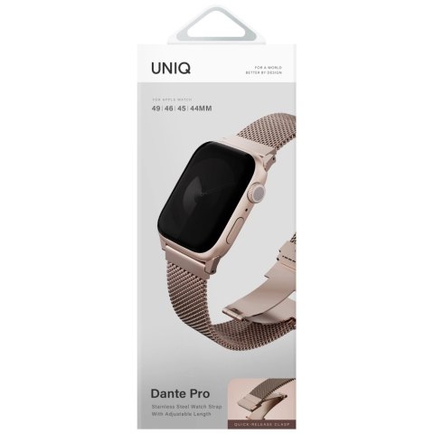 Pasek UNIQ Dante Pro do Apple Watch 44 / 45 / 46 / 49 mm ze stali nierdzewnej - różowy
