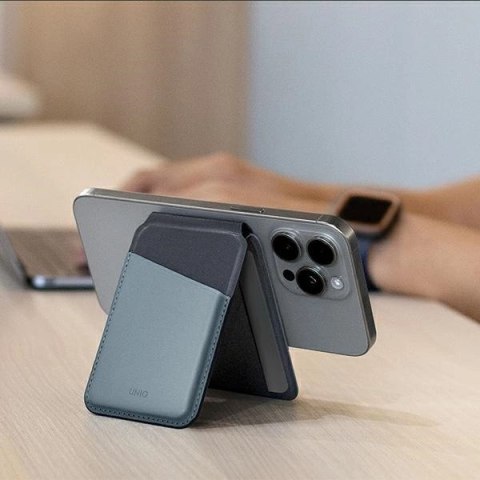 Portfel UNIQ Lyden DS magnetyczny RFID ze stojakiem na telefon - beżowo-zielony Portfel UNIQ Lyden DS magnetyczny RFID ze stojakiem na telefon - beżowo-zielony