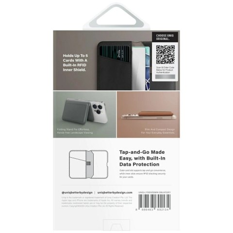 Portfel magnetyczny RFID UNIQ Lyden DS ze stojakiem na telefon - czarny Portfel magnetyczny RFID UNIQ Lyden DS ze stojakiem na telefon - czarny