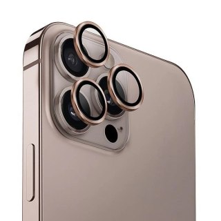 Szkło hartowane UNIQ Optix Aluminium Camera Lens Protector na aparat telefonu z aplikatorem do iPhone 16 Pro / 16 Pro Max - złot