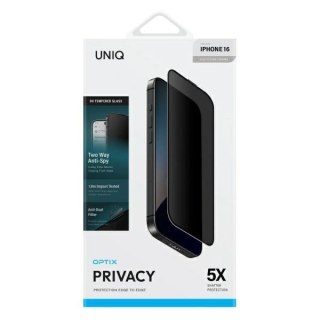Szkło hartowane UNIQ Optix Privacy z aplikatorem prywatyzujące na iPhone 16