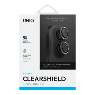 Szkło ochronne UNIQ Optix Clear Camera Lens Protector iPhone 16 / 16 Plus z aplikatorem - przezroczysto-czarne