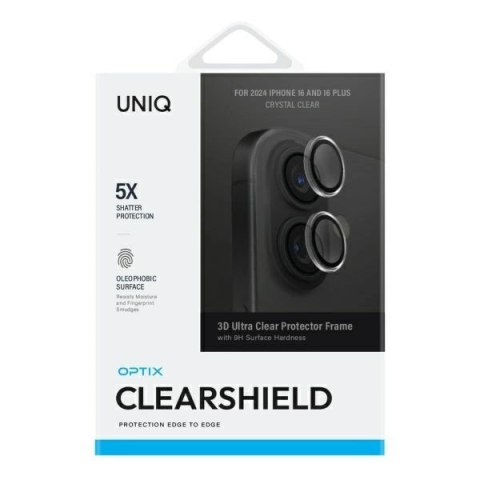 Szkło ochronne UNIQ Optix Clear Camera Lens Protector iPhone 16 / 16 Plus z aplikatorem - przezroczysto-czarne Szkło ochronne UNIQ Optix Clear Camera Lens Protector iPhone 16 / 16 Plus z aplikatorem - przezroczysto-czarne