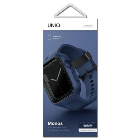 Zestaw UNIQ Monos 2 w 1 pasek + etui na Apple Watch 45 / 44 mm - niebieski