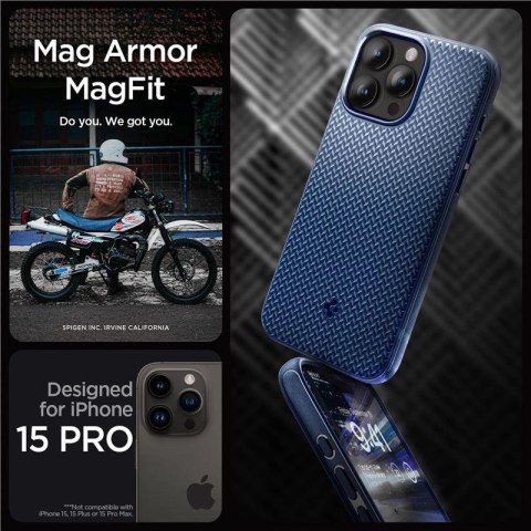 Etui Spigen Mag Armor z MagSafe na iPhone 15 Pro - niebieskie Etui Spigen Mag Armor z MagSafe na iPhone 15 Pro - niebieskie