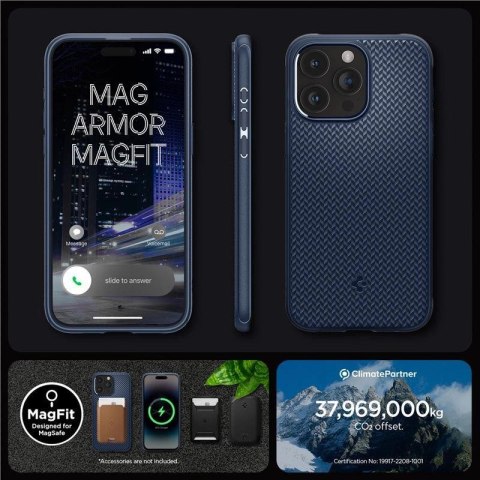 Etui Spigen Mag Armor z MagSafe na iPhone 15 Pro - niebieskie Etui Spigen Mag Armor z MagSafe na iPhone 15 Pro - niebieskie