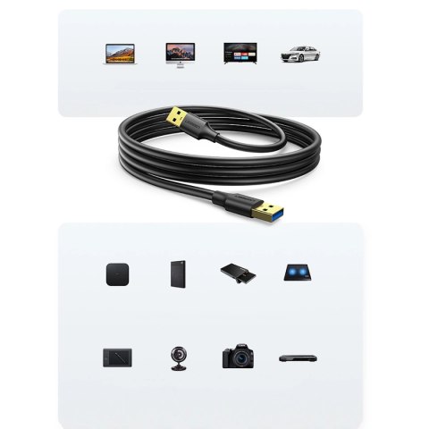 Kabel Ugreen US128 90576 USB-A 3.0 / USB-A 3.0 5Gb/s 3m - czarny Kabel Ugreen US128 90576 USB-A 3.0 / USB-A 3.0 5Gb/s 3m - czarny