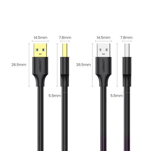 Kabel Ugreen US128 90576 USB-A 3.0 / USB-A 3.0 5Gb/s 3m - czarny Kabel Ugreen US128 90576 USB-A 3.0 / USB-A 3.0 5Gb/s 3m - czarny