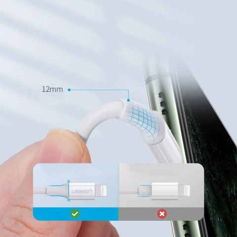Kabel Ugreen US171 Lightning - USB-C MFi PD 20W 3A 480Mb/s 0,5m - biały