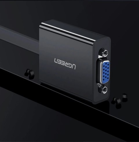 Ugreen adapter przejściówka HDMI - VGA micro USB / audio 3,5 mm mini jack czarny (40248)