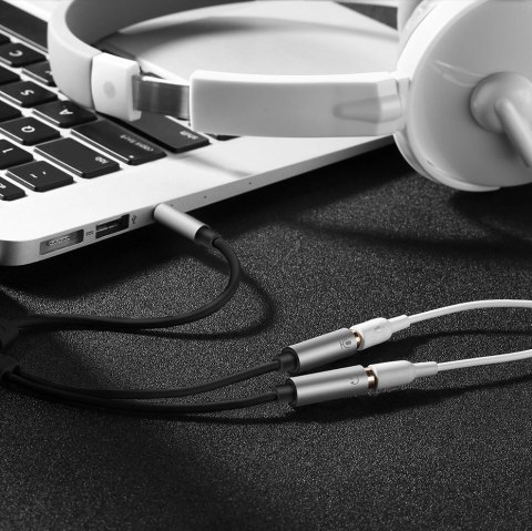 Ugreen kabel przewód rozdzielacz słuchawkowy 3,5 mm mini jack AUX mikrofon 20cm (mikrofon + wyjście stereo) srebrny (30619) Ugreen kabel przewód rozdzielacz słuchawkowy 3,5 mm mini jack AUX mikrofon 20cm (mikrofon + wyjście stereo) srebrny (30619)