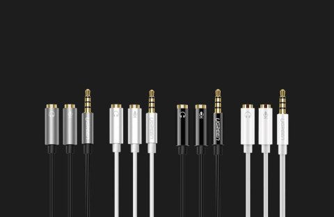 Ugreen kabel przewód rozdzielacz słuchawkowy 3,5 mm mini jack AUX mikrofon 20cm (mikrofon + wyjście stereo) srebrny (30619) Ugreen kabel przewód rozdzielacz słuchawkowy 3,5 mm mini jack AUX mikrofon 20cm (mikrofon + wyjście stereo) srebrny (30619)