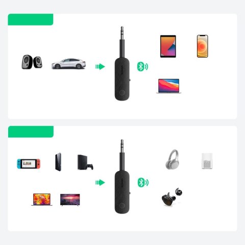 Ugreen odbiornik nadajnik bluetooth mini jack 3,5mm czarny (CM403) Ugreen odbiornik nadajnik bluetooth mini jack 3,5mm czarny (CM403)