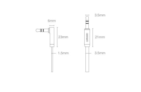 Ugreen płaski kątowy kabel przewód audio AUX 3,5 mm mini jack 0,5 m czarny (AV119 10596)