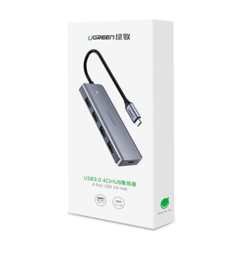 Ugreen rozdzielacz HUB USB Typ C - 4x USB 3.2 Gen 1 z portem zasilania USB-C szary (CM219 70336) Ugreen rozdzielacz HUB USB Typ C - 4x USB 3.2 Gen 1 z portem zasilania USB-C szary (CM219 70336)