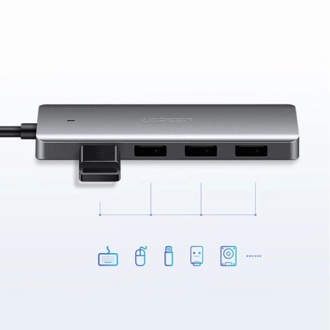 Ugreen rozdzielacz HUB USB Typ C - 4x USB 3.2 Gen 1 z portem zasilania USB-C szary (CM219 70336) Ugreen rozdzielacz HUB USB Typ C - 4x USB 3.2 Gen 1 z portem zasilania USB-C szary (CM219 70336)
