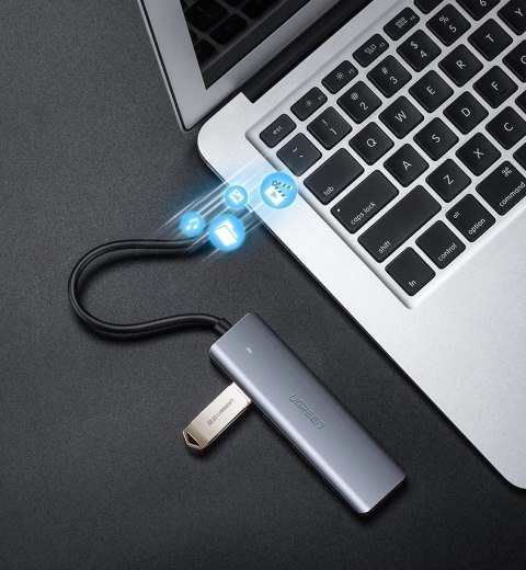 Ugreen rozdzielacz HUB USB Typ C - 4x USB 3.2 Gen 1 z portem zasilania USB-C szary (CM219 70336) Ugreen rozdzielacz HUB USB Typ C - 4x USB 3.2 Gen 1 z portem zasilania USB-C szary (CM219 70336)