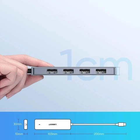 Ugreen rozdzielacz HUB USB Typ C - 4x USB 3.2 Gen 1 z portem zasilania USB-C szary (CM219 70336) Ugreen rozdzielacz HUB USB Typ C - 4x USB 3.2 Gen 1 z portem zasilania USB-C szary (CM219 70336)
