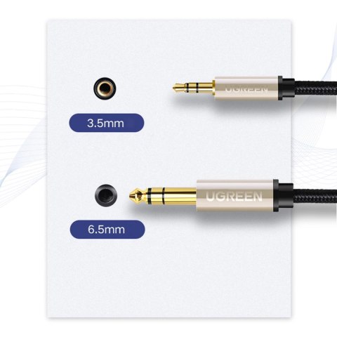 Kabel Ugreen AV127 10630 audio TRS mini jack 3,5mm / jack 6,35mm 5m - szary