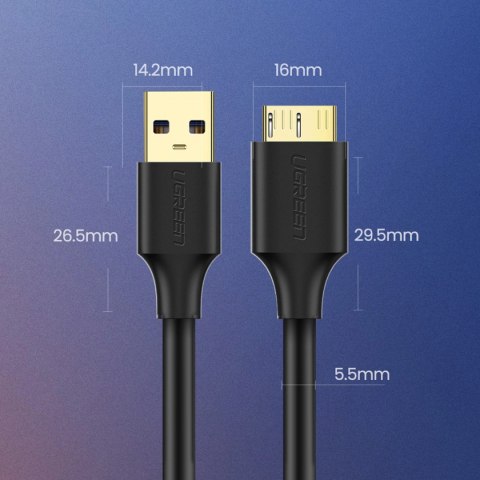 Kabel Ugreen US130 10841 USB-A 3.0 - micro USB-B 1m - czarny Kabel Ugreen US130 10841 USB-A 3.0 - micro USB-B 1m - czarny