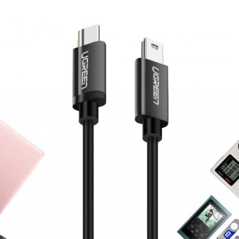 Kabel Ugreen US242 USB-C (męski) / mini USB (męski) 1 m - czarny Kabel Ugreen US242 USB-C (męski) / mini USB (męski) 1 m - czarny