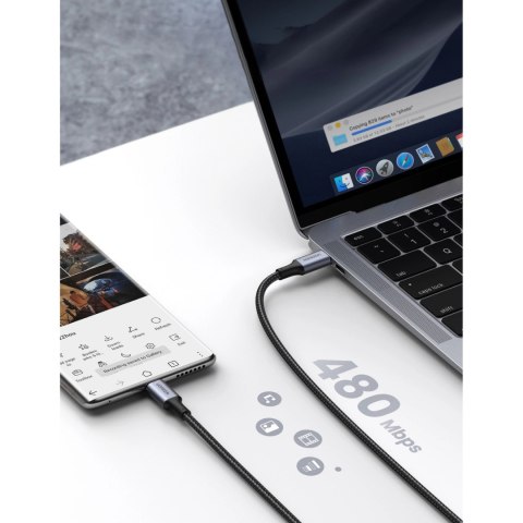 Kabel Ugreen US316 USB-C / USB-C 480Mb/s 5A 0.5m - szary Kabel Ugreen US316 USB-C / USB-C 480Mb/s 5A 0.5m - szary