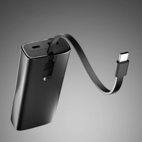Powerbank SBS 10000mAh PD 20W z wyświetlaczem LCD i wbudowanym kablem USB-C - szary Powerbank SBS 10000mAh PD 20W z wyświetlaczem LCD i wbudowanym kablem USB-C - szary