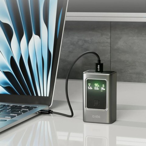 Powerbank SBS 10000mAh PD 35W z wyświetlaczem LCD - szary