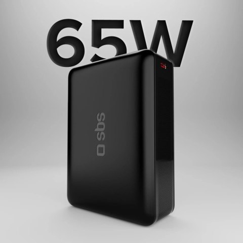 Powerbank SBS 20000mAh 65W PD AFC USB-C USB-A do laptopa, tabletu, smartfona - czarny