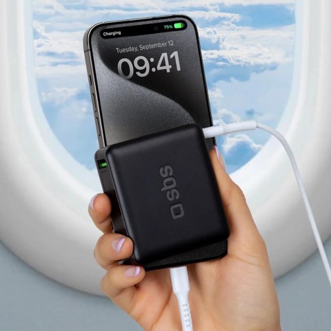 Powerbank SBS 20000mAh 65W PD AFC USB-C USB-A do laptopa, tabletu, smartfona - czarny