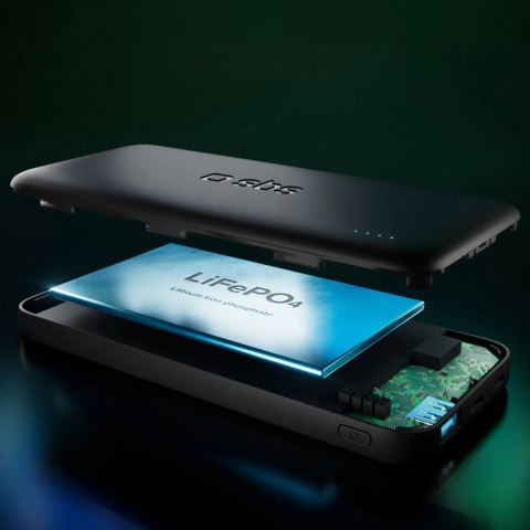 Powerbank SBS Infinity 10000mAh 10W LiFePo₄ USB-A USB-C - czarny