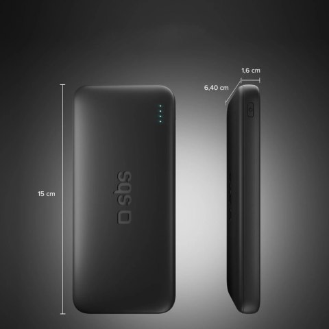 Powerbank SBS Infinity 10000mAh 10W LiFePo₄ USB-A USB-C - czarny