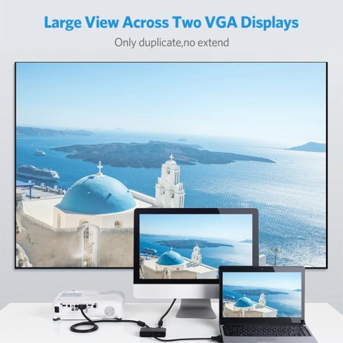 Rozdzielacz VGA Ugreen 40254 1x2 - czarny Rozdzielacz VGA Ugreen 40254 1x2 - czarny